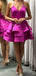 Elegant Spaghetti Straps V-neck A-line Satin Azalea Short Homecoming Dresses Online, HD0685
