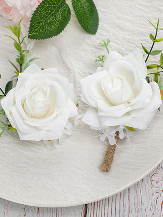 Wedding Groom Groomsman Corsage Wedding Simulation Corsage Banquet Bride White Wrist Flower, CG61496