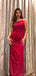 Elegant One Shoulder Mermaid Satin Burgundy Long Bridesmaid Dresses Online, BG771