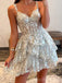 Elegant Straps V-neck A-line Tulle Short Homecoming Dresses Online, HD0654