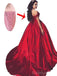 Elegant Off Shoulder A-line Satin Red Long Evening Prom Dress Online, OL050