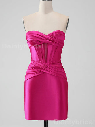 Elegant Sweetheart Mermaid Azalea Satin Short Homecoming Dresses Online, HD0694