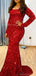 Sparkly Mermaid Sequins Red Long Sleeves Long Evening Prom Dress Online, OL075