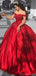 Elegant Off Shoulder A-line Satin Red Long Evening Prom Dress Online, OL050