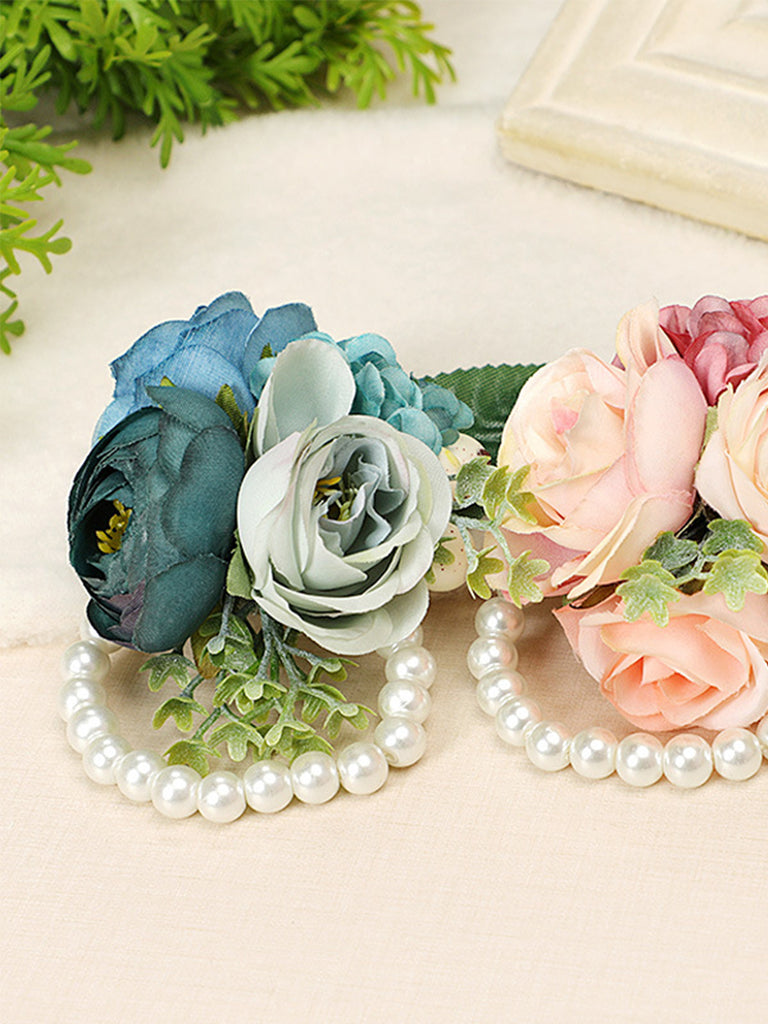 Wedding Sister Wrist Flower Wedding Bridesmaid Pearl Bracelet Wrist Decorative Flower, CG61425