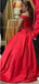 Elegant Off Shoulder A-line Satin Red Long Evening Prom Dress Online, OL050