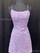 Elegant Spaghetti Straps A-line Lilac Applique Short Homecoming Dresses Online, HD0678