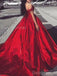 Elegant Off Shoulder A-line Satin Red Long Evening Prom Dress Online, OL050