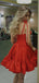 Elegant Spaghetti Straps A-line Satin Short Homecoming Dresses Online, HD0687