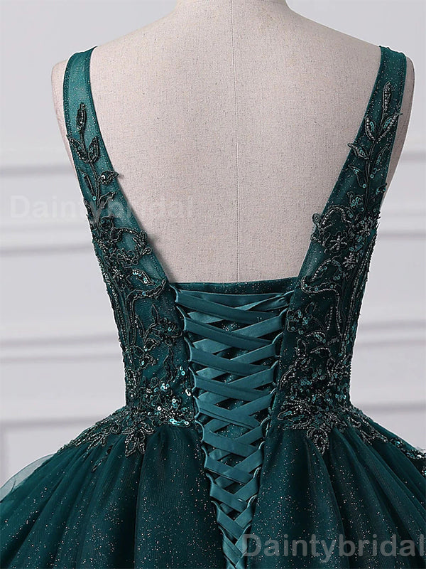 Gorgeous A-line V-neck Sequins Long Evening Prom Dress Online, OL076