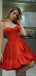 Elegant Spaghetti Straps A-line Satin Short Homecoming Dresses Online, HD0687