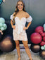 Elegant Off Shoulder Applique Mermaid Short Homecoming Dresses Online, HD0743