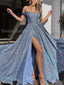 Sparkly Off Shoulder A-line Side Slit Long Evening Prom Dress Online, OL070