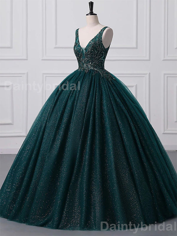 Gorgeous A-line V-neck Sequins Long Evening Prom Dress Online, OL076