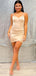 Simple Spaghetti Straps Mermaid Satin Short Homecoming Dresses Online, HD0744