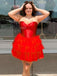 Elegant Sweetheart A-line Tulle Red Short Homecoming Dresses Online, HD0700