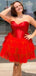 Elegant Sweetheart A-line Tulle Red Short Homecoming Dresses Online, HD0700