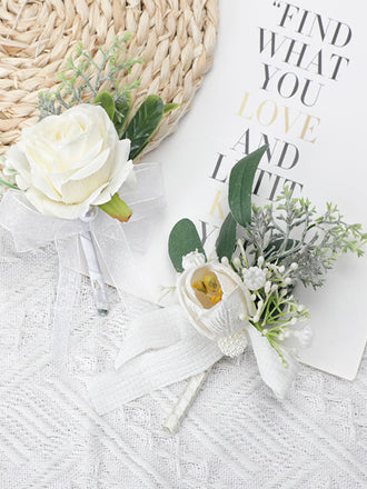 Mori Wrist Flower Wedding Corsage Creative Fresh White Wrist Flower, CG6658