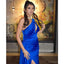 Elegant One Shoulder Mermaid Satin Royal Blue Side Slit Long Bridesmaid Dresses Online, BG768