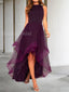 Elegant Halter Sleeveless A-line Tulle High Low Evening Prom Dress Online, OL052