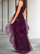 Elegant Halter Sleeveless A-line Tulle High Low Evening Prom Dress Online, OL052