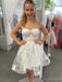 Elegant Sweetheart A-line Organza White Short Homecoming Dresses Online, HD0703