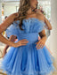 Simple A-line Sleeveless A-line Short Blue Dusty Rose Homecoming Dresses Online, HD0727