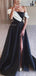 Gorgeous Off Shoulder A-line Side Slit Satin Long Evening Prom Dress Online, OL088