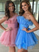 Simple A-line Sleeveless A-line Short Blue Dusty Rose Homecoming Dresses Online, HD0727