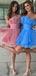 Simple A-line Sleeveless A-line Short Blue Dusty Rose Homecoming Dresses Online, HD0727