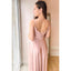 Elegant Spaghetti Straps A-line V-neck Satin Pink Long Bridesmaid Dresses Online, BG753