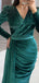 Elegant Long Sleeves Mermaid V-neck Velvet Evening Prom Dress Online, OL054