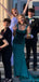 Elegant Square Neck Mermaid Satin Emerald Long Bridesmaid Dresses Online, BG730