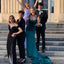 Elegant Square Neck Mermaid Satin Emerald Long Bridesmaid Dresses Online, BG730