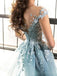 Gorgeous Off Shoulder V-neck Mermaid Tulle Long Evening Prom Dress Online, OL078