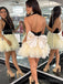 Sexy A-line Halter V-neck Tulle Short Homecoming Dresses Online, HD0728