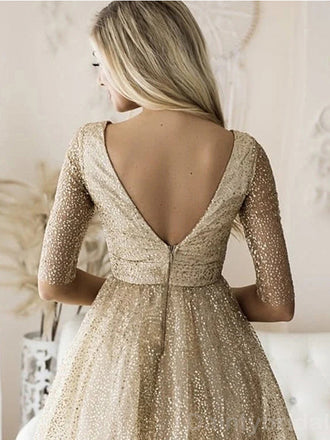 Elegant Straight Neck A-line Half Sleeves Short Homecoming Dresses Online, HD0659