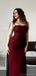 Elegant Spaghetti Straps Mermaid Black Red Long Bridesmaid Dresses Online, BG762