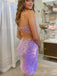 Sparkly Spaghetti Straps V-neck Side Slit Short Homecoming Dresses Online, HD0739