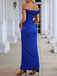 Elegant Off Shoulder Satin Mermaid Royal Blue Long Evening Prom Dress Online, OL091