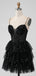 Sparkly Spaghetti Straps V-neck Black Sequins Short Homecoming Dresses Online, HD0708