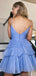 Elegant Spaghetti Straps V-neck Tulle Short Homecoming Dresses Online, HD0683