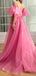 Gorgeous A-line Off Shoulder Side Slit Evening Prom Dress Online, OL080