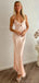 Elegant Spaghetti Straps V-neck Mermaid Satin Long Evening Prom Dress Online, OL093