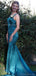 Elegant Square Neck Mermaid Satin Emerald Long Bridesmaid Dresses Online, BG730