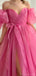 Gorgeous A-line Off Shoulder Side Slit Evening Prom Dress Online, OL080