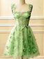 Elegant Straps A-line Tulle Green Short Homecoming Dresses Online, HD0666