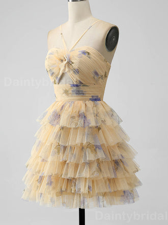 Elegant Halter A-line Tulle Short Homecoming Dresses Online, HD0711