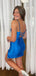 Elegant Straight Neck Spaghetti Straps Mermaid Satin Short Homecoming Dresses Online, HD0674