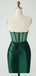 Elegant Straight Neck Sleeveless Dark Green Mermaid Satin Short Homecoming Dresses Online, HD0712